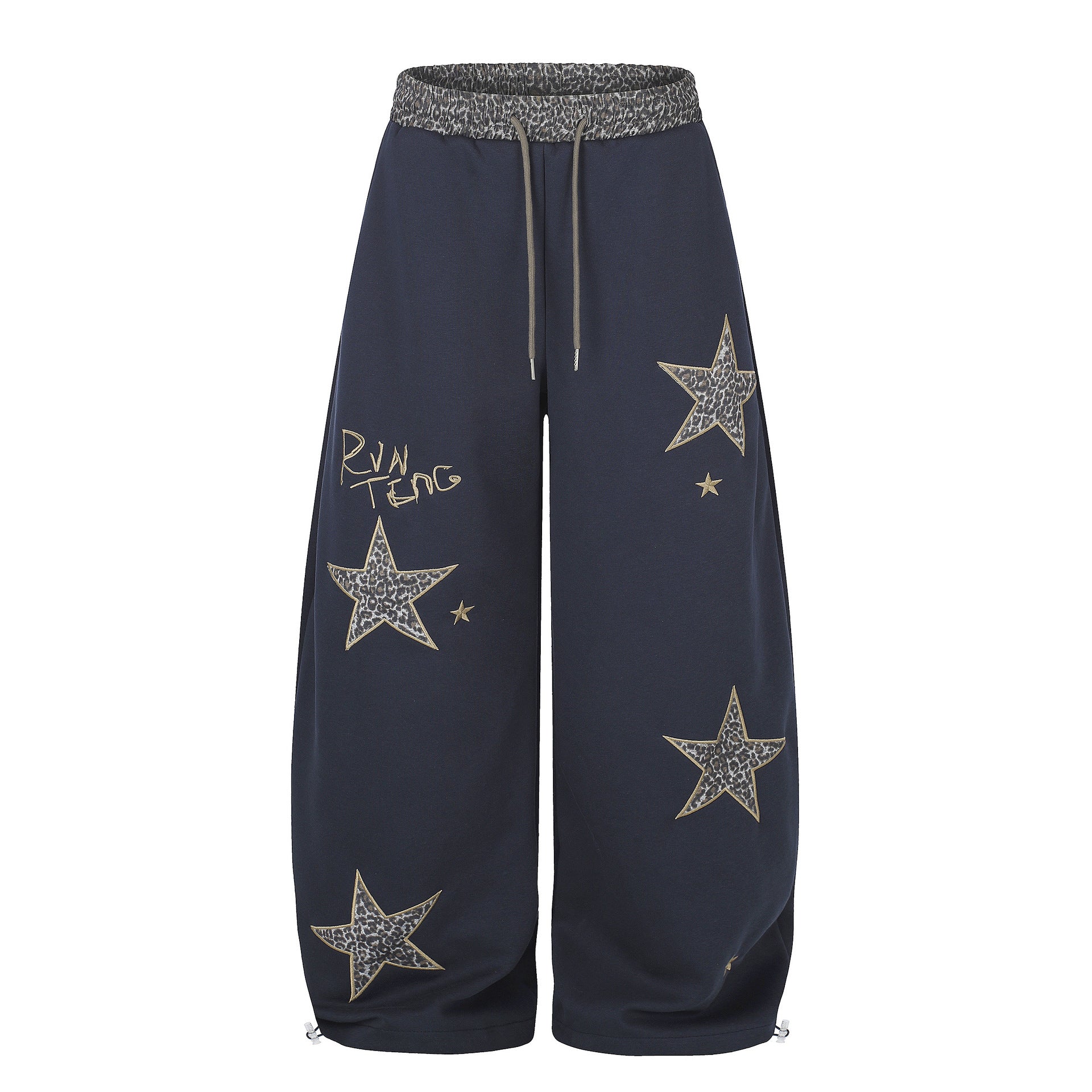 Retro Leopard Imprimer Star Patch Broded Sweatpants Pour les femmes
