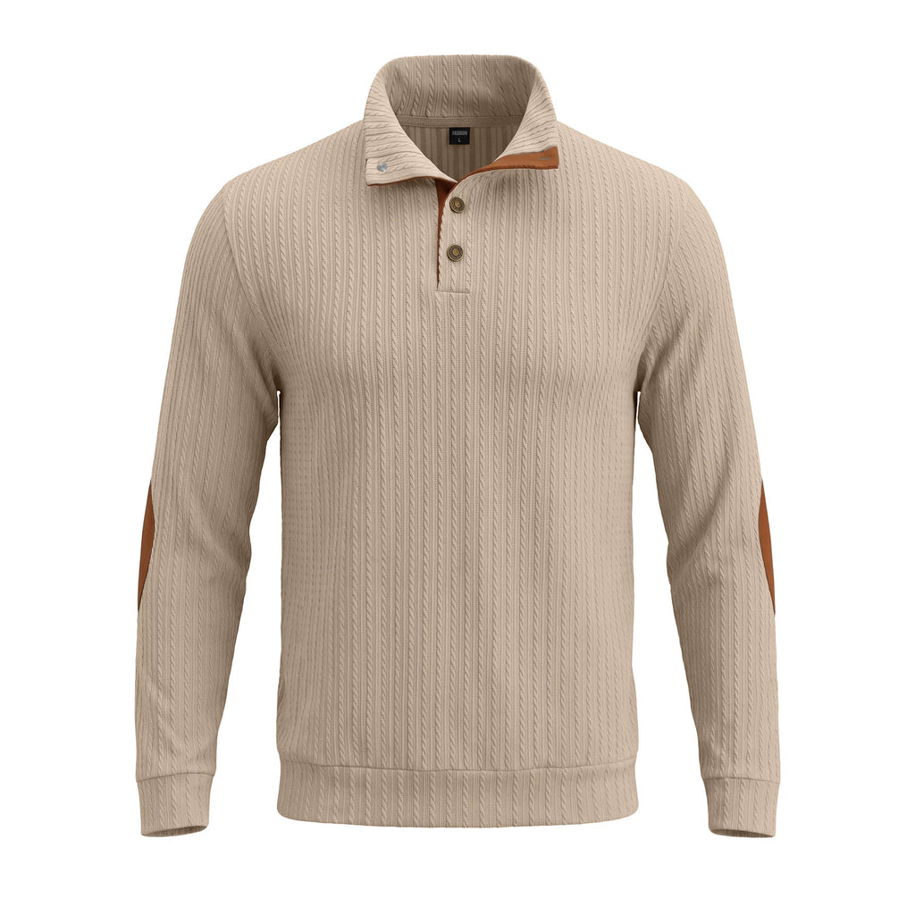 Top homme de style américain avec un collier debout et texturé Jacquard Weave