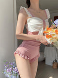 Un-pièce maillot de bain pour femme style japonais fraîche Pure Couverture de desire Belly et haute coupe