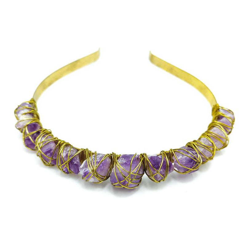 Cristal naturel Quartz Couronne Né Améthyste Gemme Coiffure de mariage