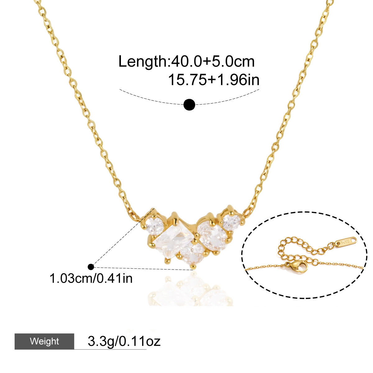 Touchion Zircon Titanium Collier en acier Léger Luxe
