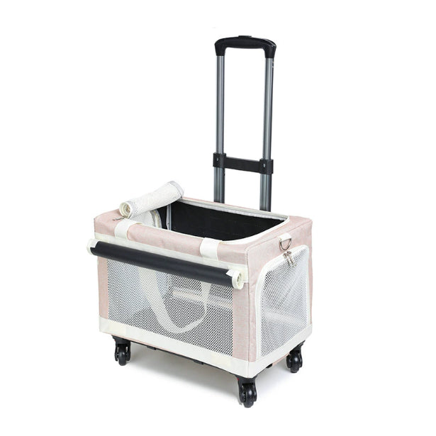 Multi Pet Carrier Double Decker 4 roues Chariot pour chats et petits chiens Détachable Carrier