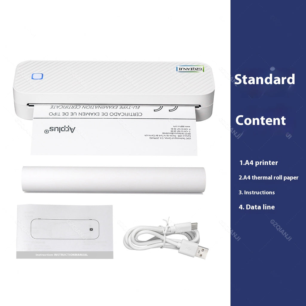 A4 Thermique Mini Bureau Portable Imprimante Bluetooth