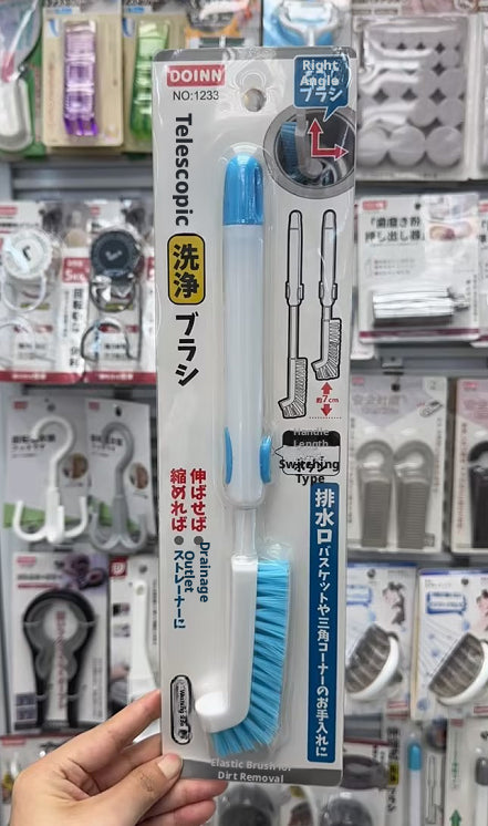 Retractable cleaning brush - blue and white - 1 piece