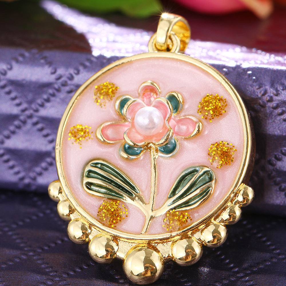 Pendentif de bricolage pour collier à clips universels avec peinture florale