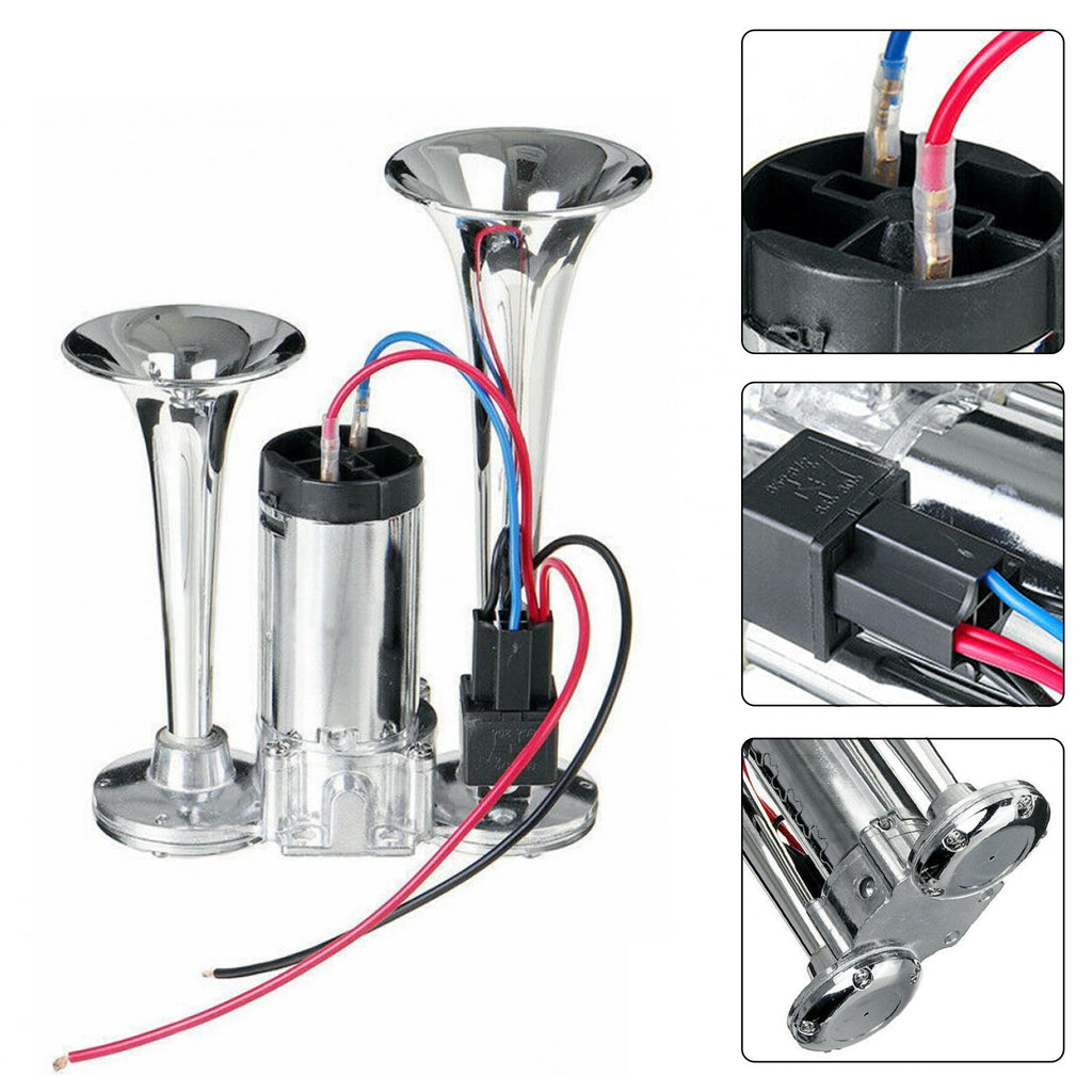 600DB Super Loud Car Truck Boat Dual Trumpet Train 12V Air Horn Compressor Kit