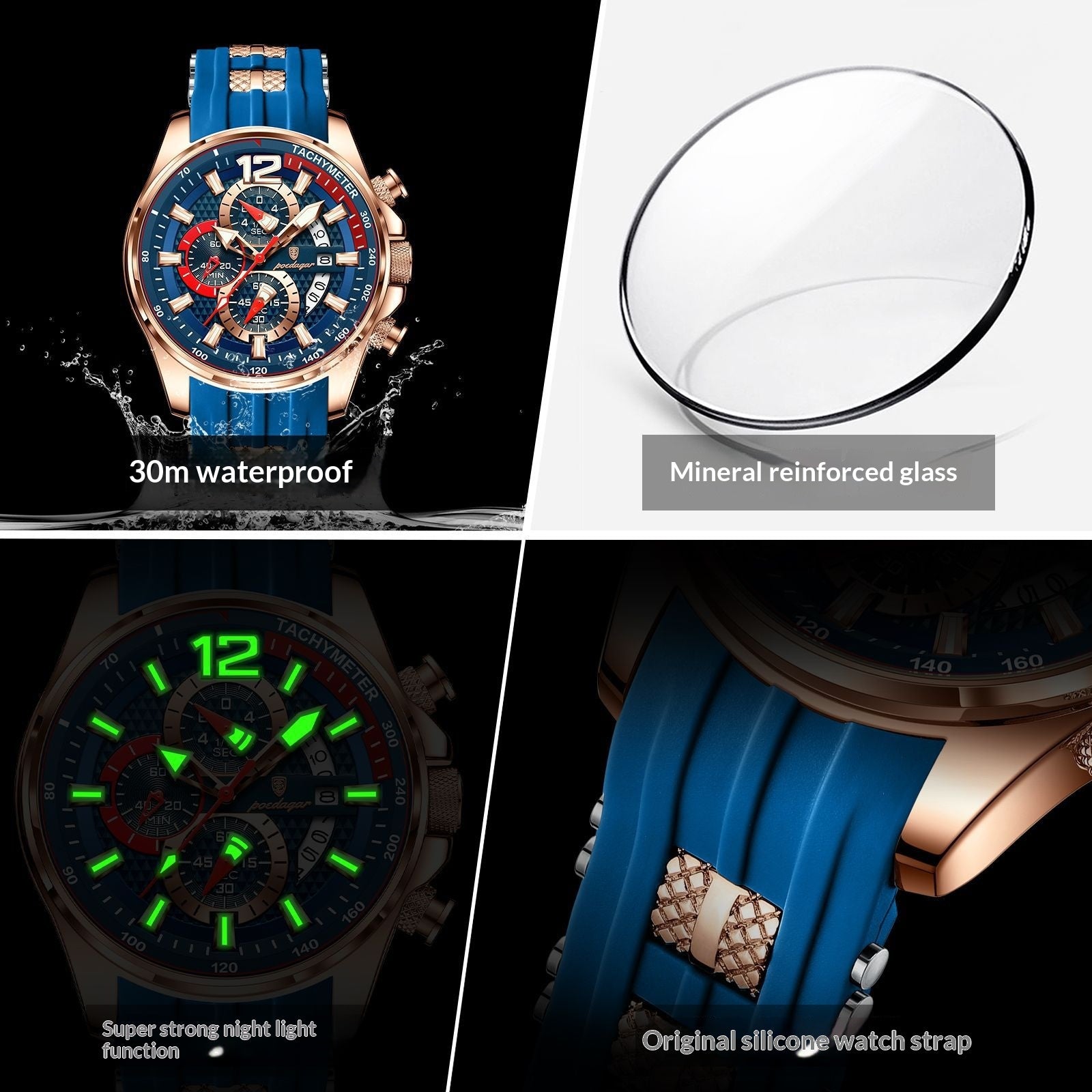 Montres de sport homme étanche Et lumineux