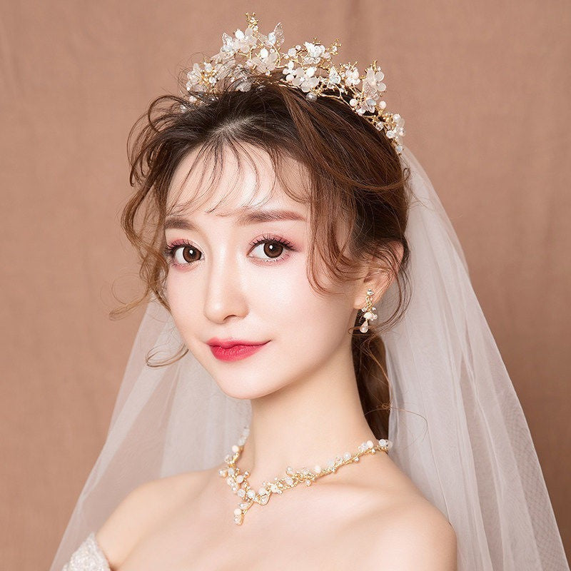 Veil Mariée Robe de mariée Couronne Tricolore Coiffure Couronne Super Fée Série