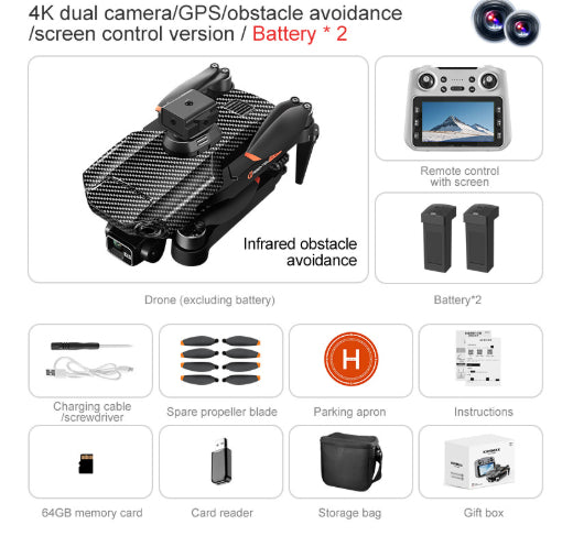 3 axes 4K avec contrôle d'écran et évitement des obstacles pour la photographie aérienne