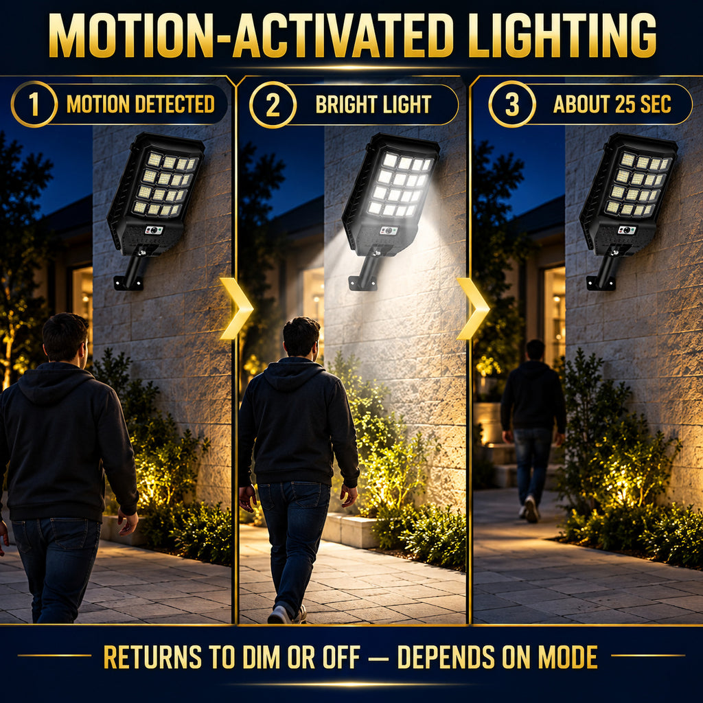 Solar Powered Motion Sensor Outdoor Light W7207 4 Noir pour Garden Yard Street Wall LED