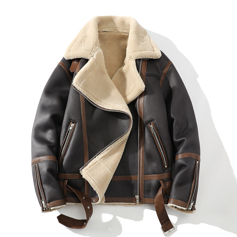 Plus Taille Casual Polo collier polaire veste épais en fourrure