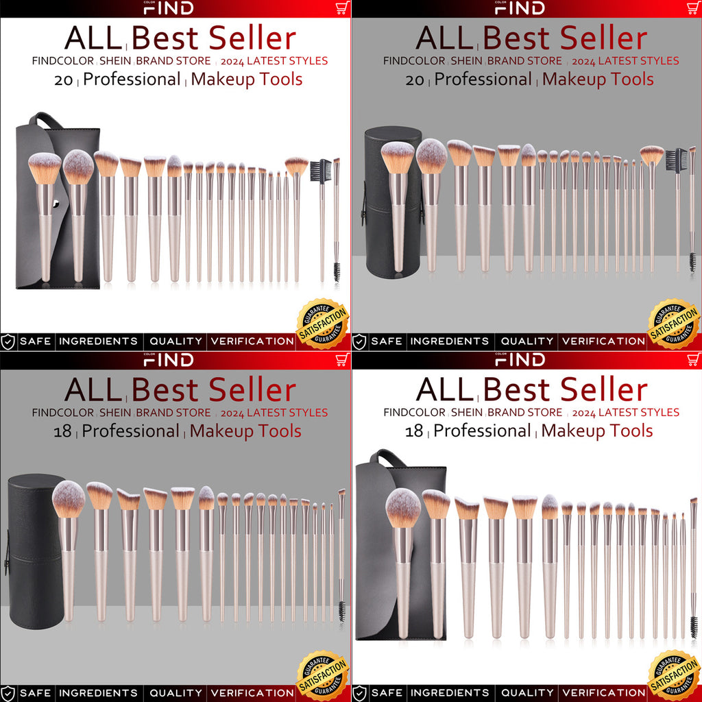 Set de brosse de maquillage de 20 pièces en champagne