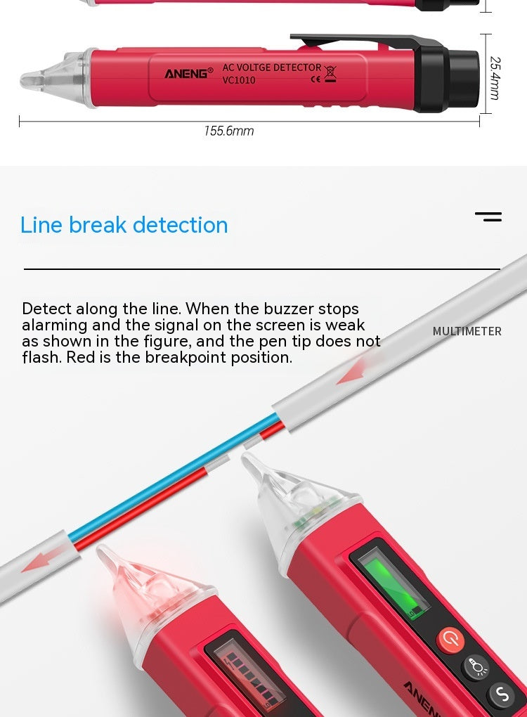 Électricien de détection de ligne multi-fonctions stylo d'essai d'affichage numérique