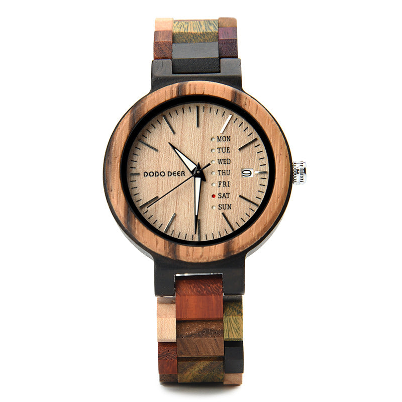 Wood Couple's European and American Style Calendrier Watch