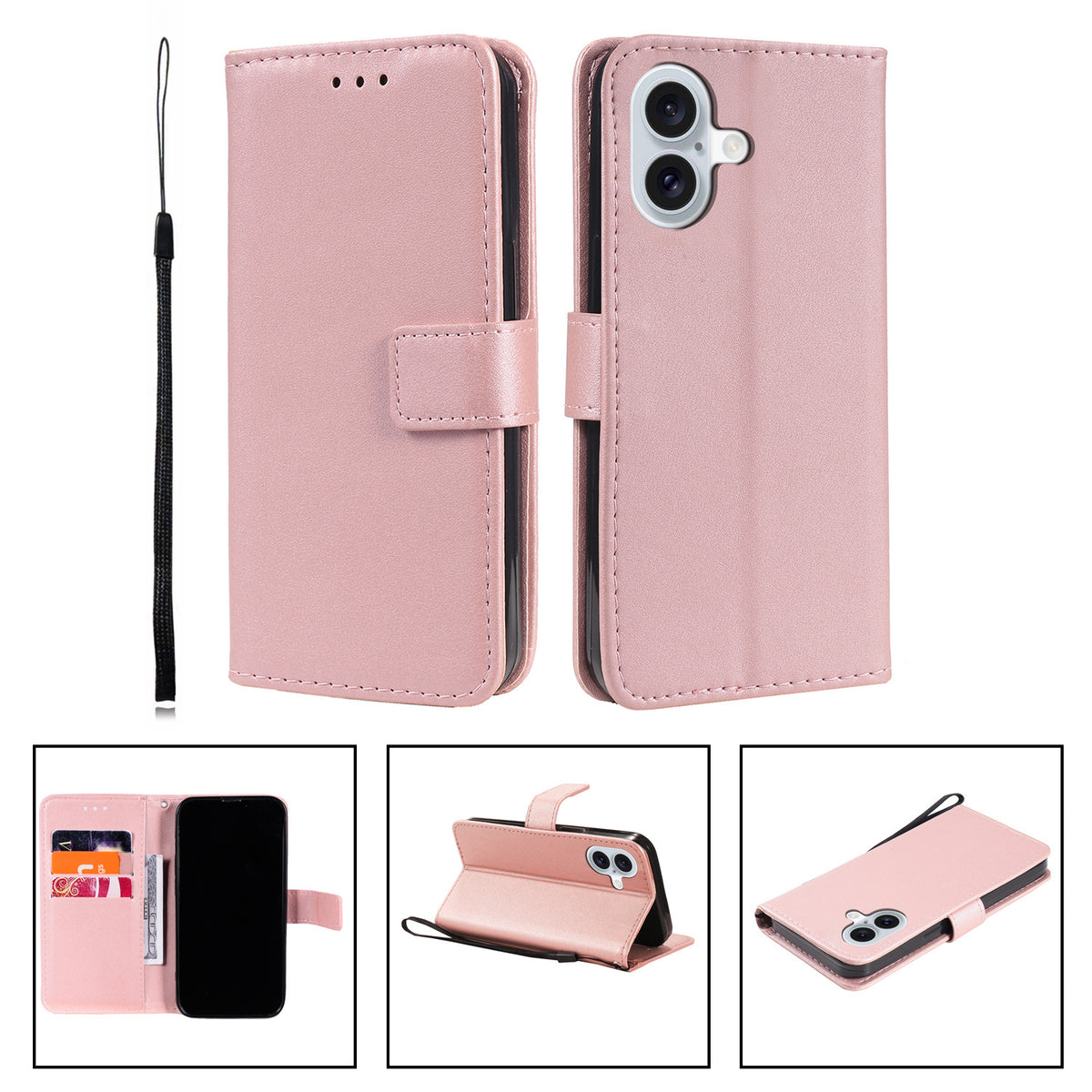 Solid Color Business cuir Flip carte étui de téléphone