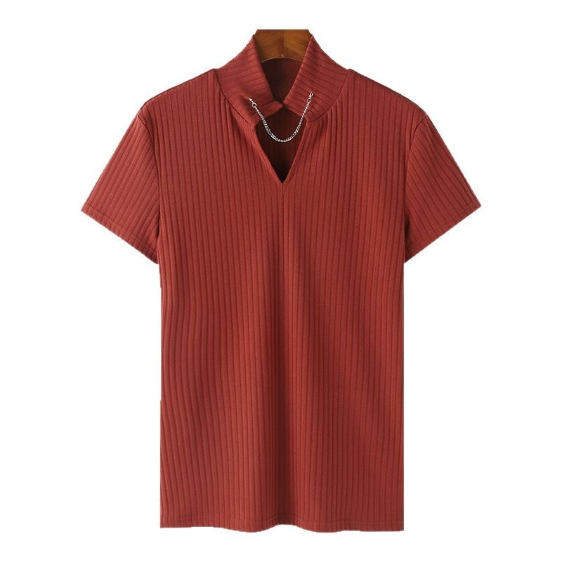 T-shirt à manches courtes en col V pour hommes