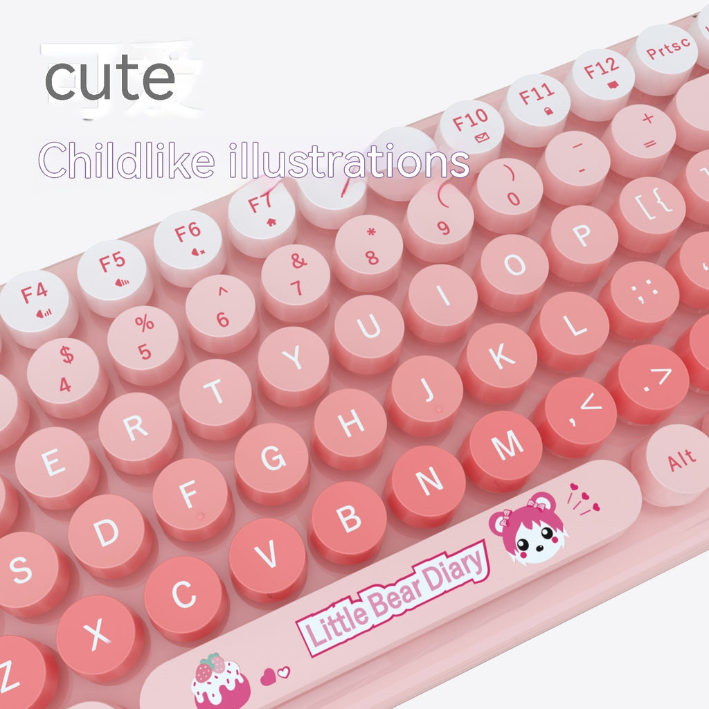 Clavier sans fil et jeu de souris Rose Mini Mignon