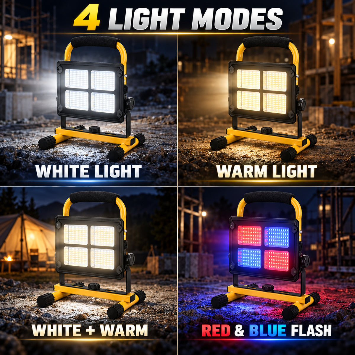 Éclairage de la batterie rechargeable alimenté par l'énergie solaire Type C LED Lumière de déluge W877 2 Dimmable Outdoor