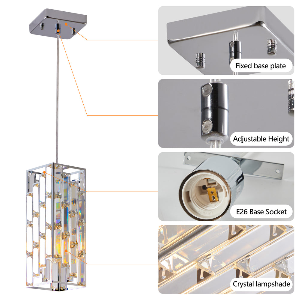 Lampe pendentif en cristal moderne de 4" - 3 paquets