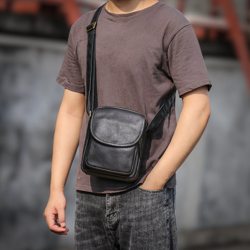 Sac de corps en cuir véritable casual pour hommes