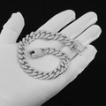 Collier de chaîne de chien Collier de chien en argent Diamond Collier de chien de lien cubain 13mm large métal chat