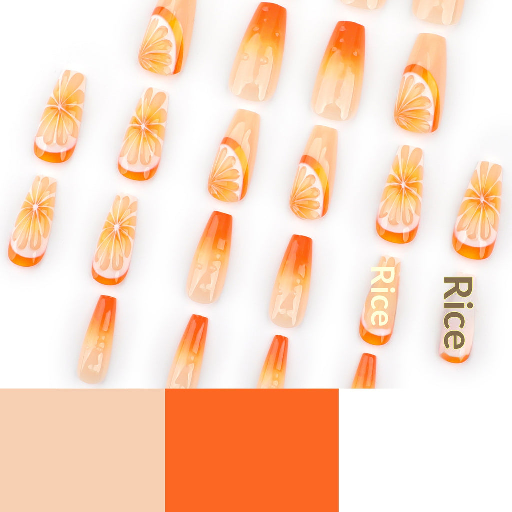 3D Fruit Orange Gradient Nails portables