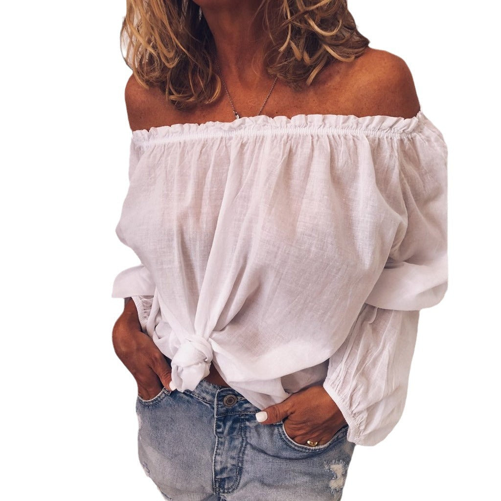 L'automne d'hiver des femmes une pièce collier pliant élastique coton chanvre couleur solide manches longues