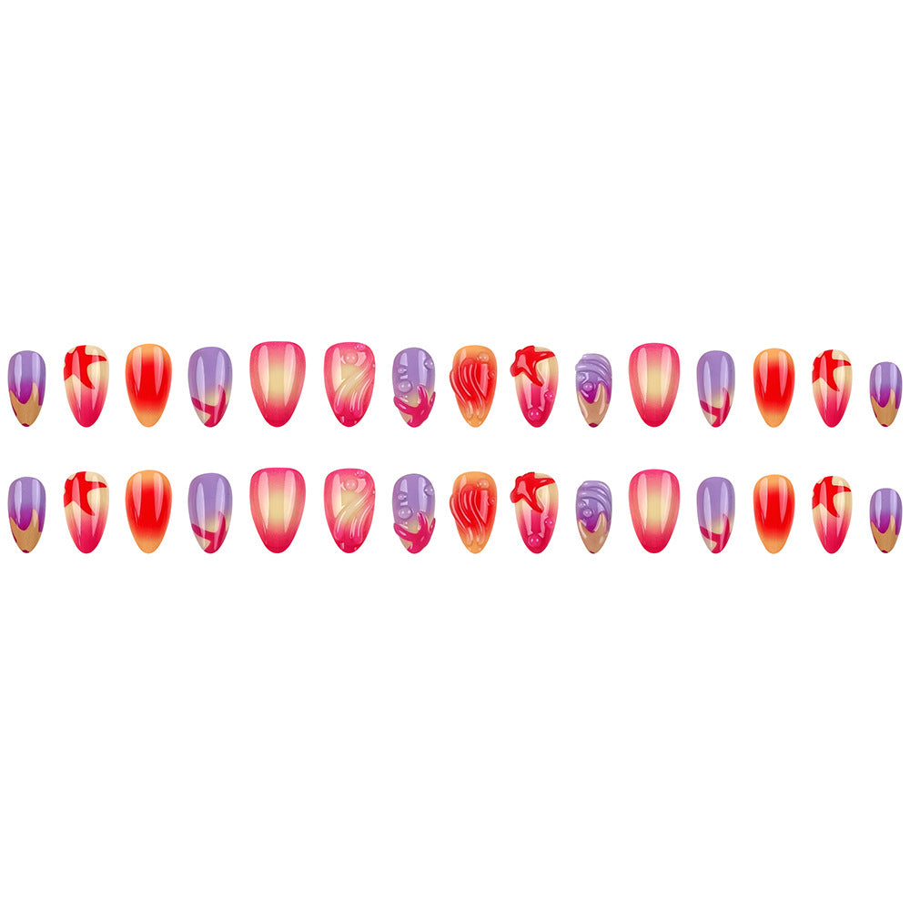 30 pièces de courte amande en forme de presse à ongles polonais Diffusion rose acrylique à ongles Art Stic