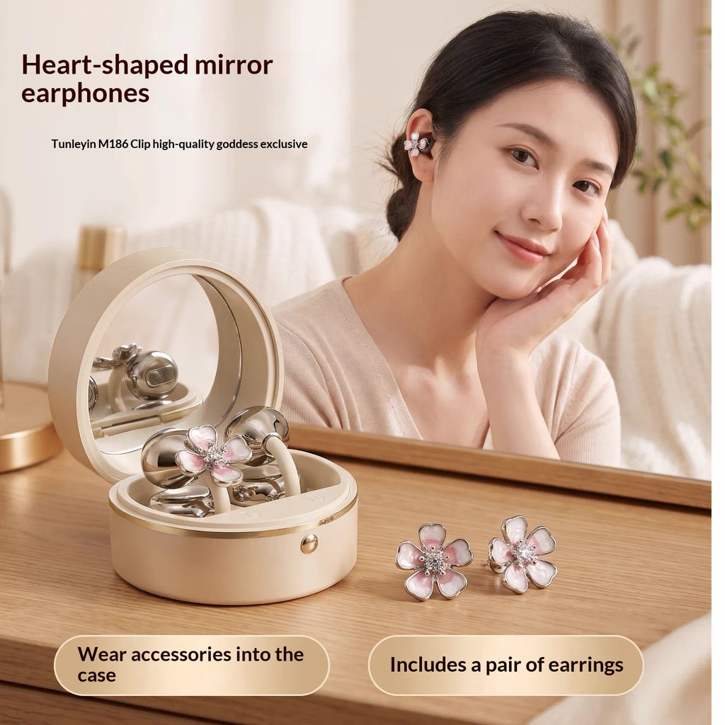 Casques Bluetooth en forme de miroir en forme de cœur