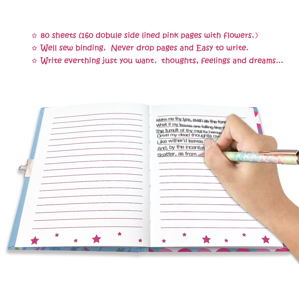 Carnet de notes imprimé de sirène créative pour enfants avec serrure