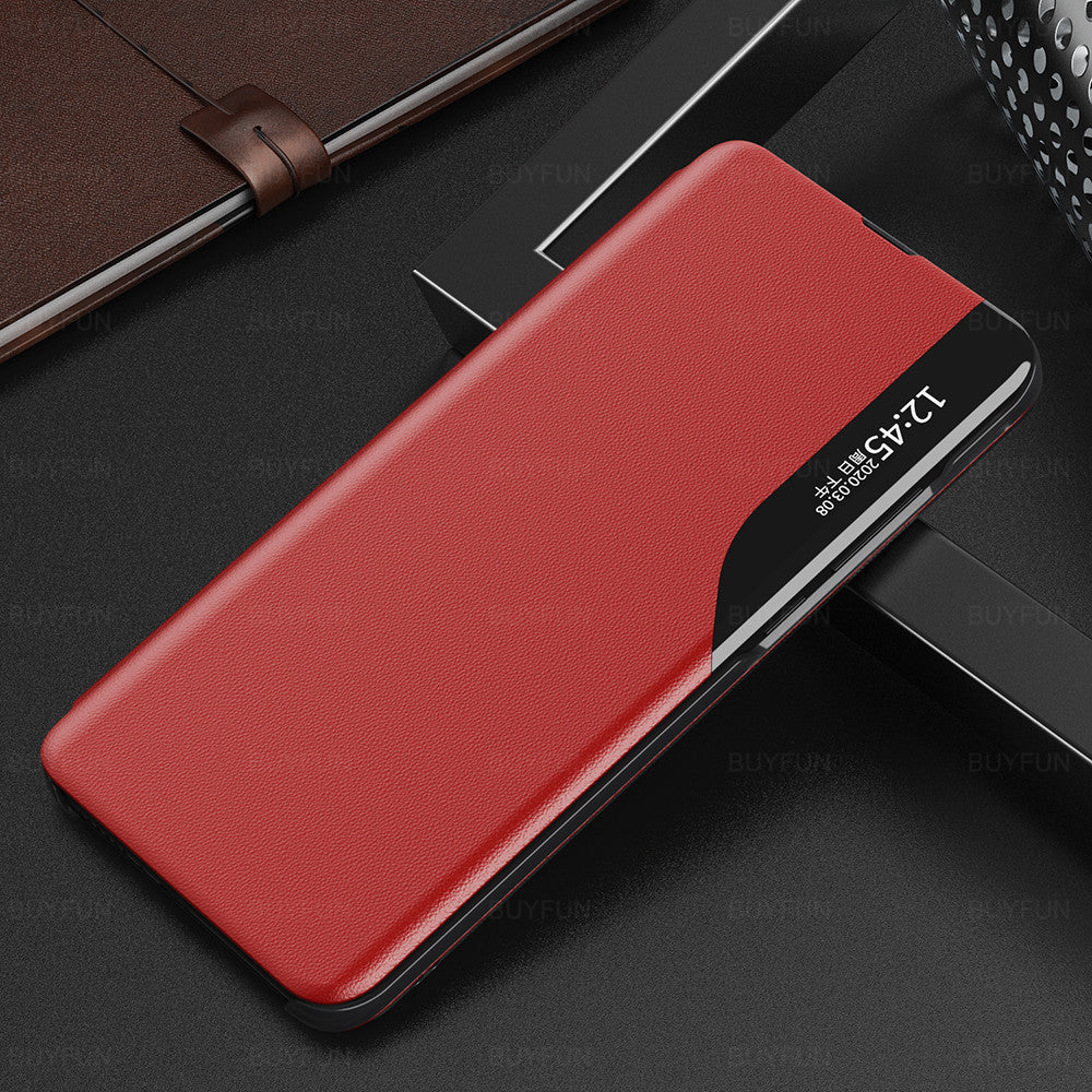 Demi-fenêtre Holster Coque de téléphone portable Affichage latéral Couverture de dormance
