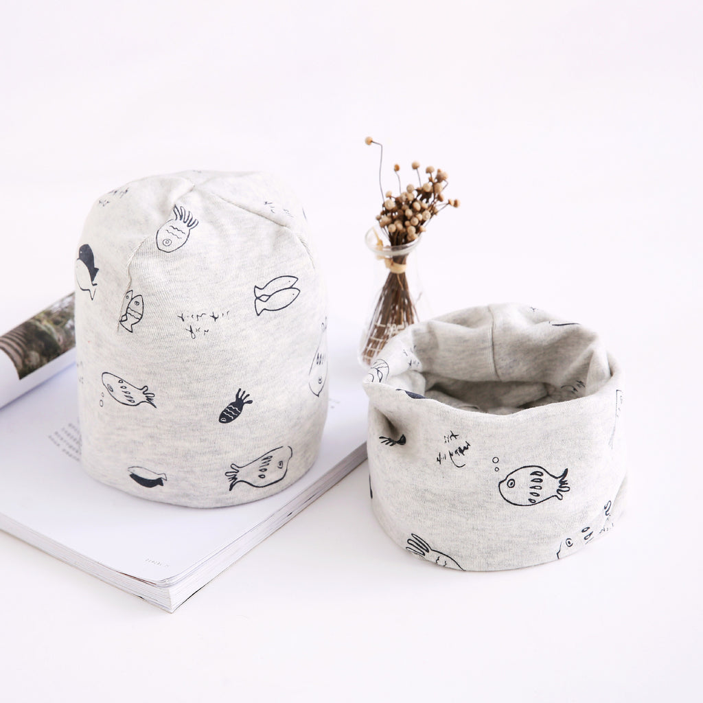 Arrivée de l'automne et de l'hiver écharpe deux-pièces ensemble bébé en coton Bandana Hat Set enfants ou