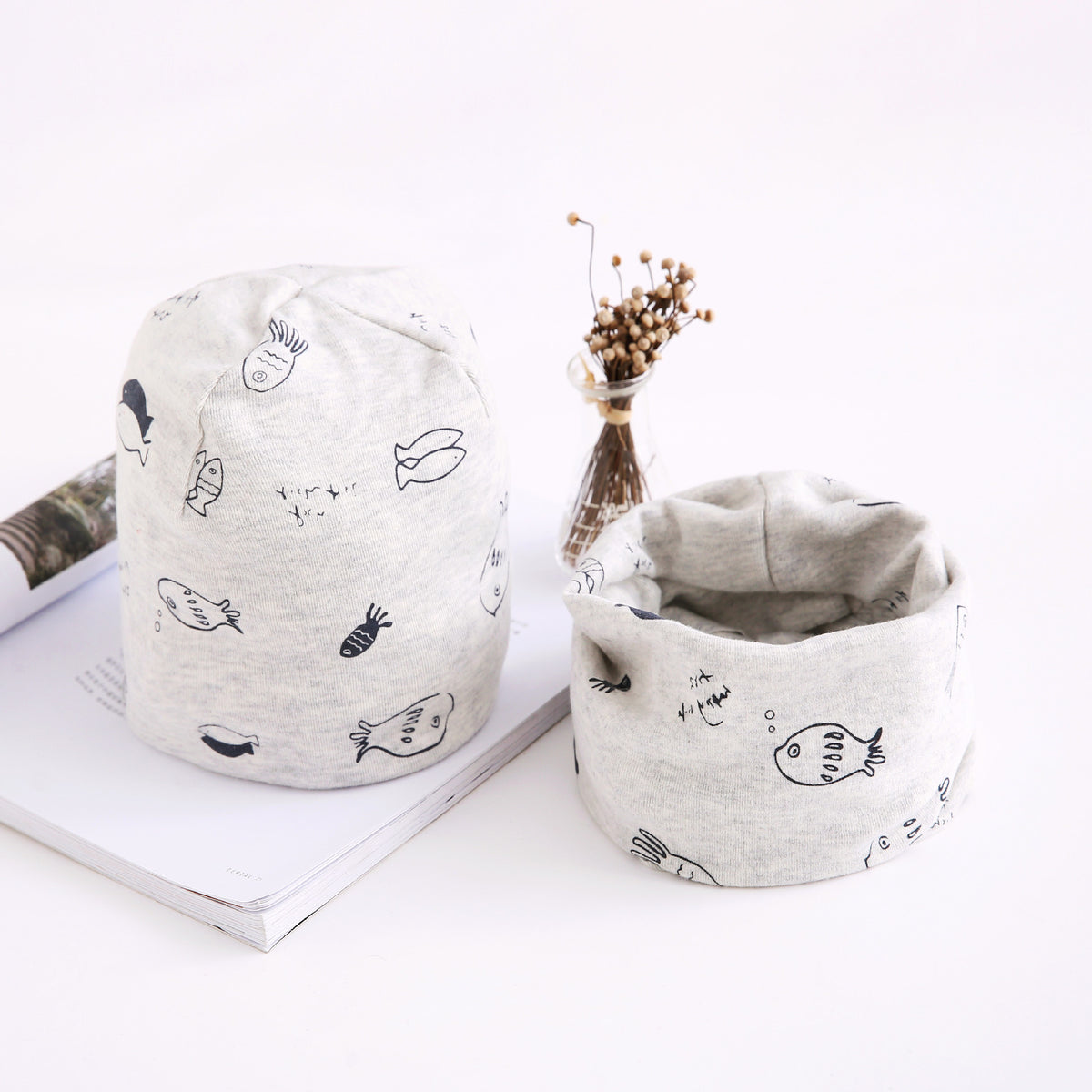 Arrivée de l'automne et de l'hiver écharpe deux-pièces ensemble bébé en coton Bandana Hat Set enfants ou
