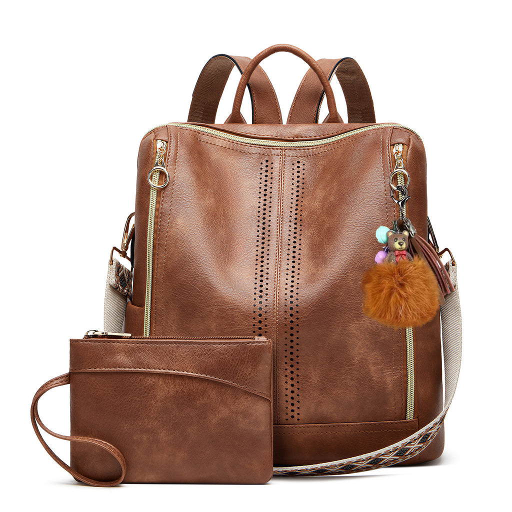 Springsummer Sac à dos pour femmes en cuir souple Casual style coréen