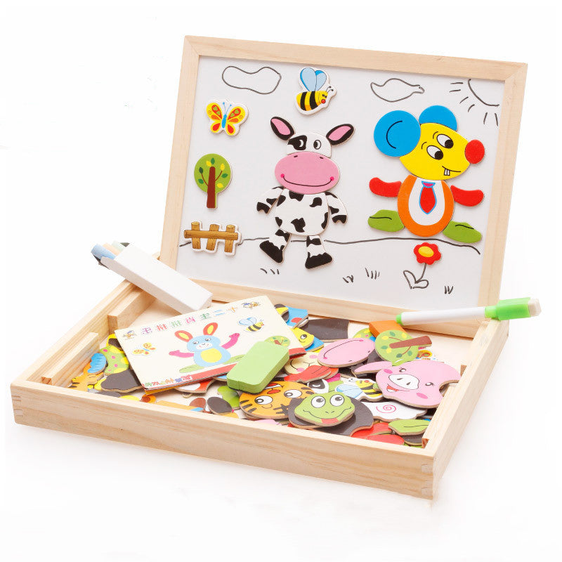 Farm Mania Animal Joypin Planche à dessin double face Puzzle magnétique tridimensionnel