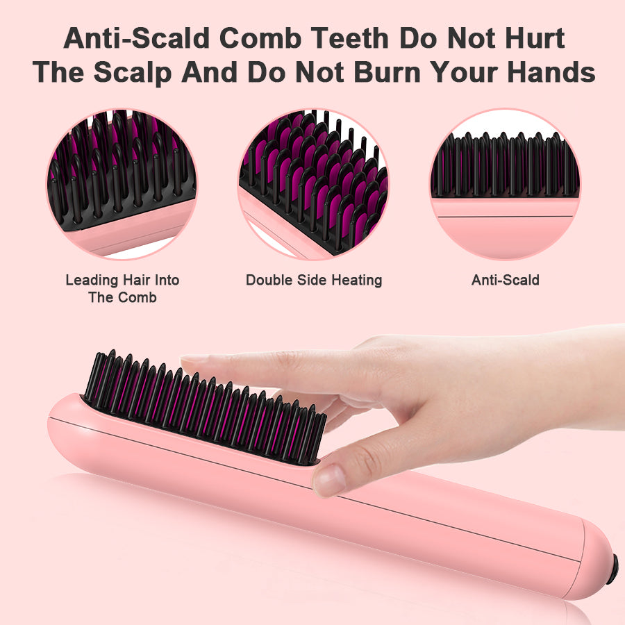 Portable USB sans fil rechargeable hommes barbe brosse de redresseur de cheveux sans fil Mini 2 en 1