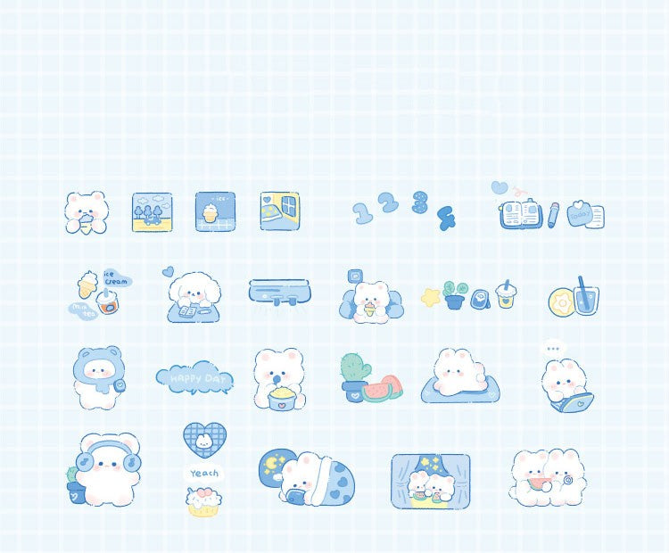 Waxy Ji Blue Série continue Stickers Decorative pour Tente Main Mignonne