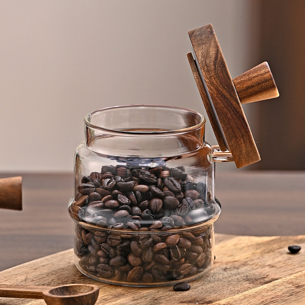 3 pots de café en verre Pcs avec cuillères