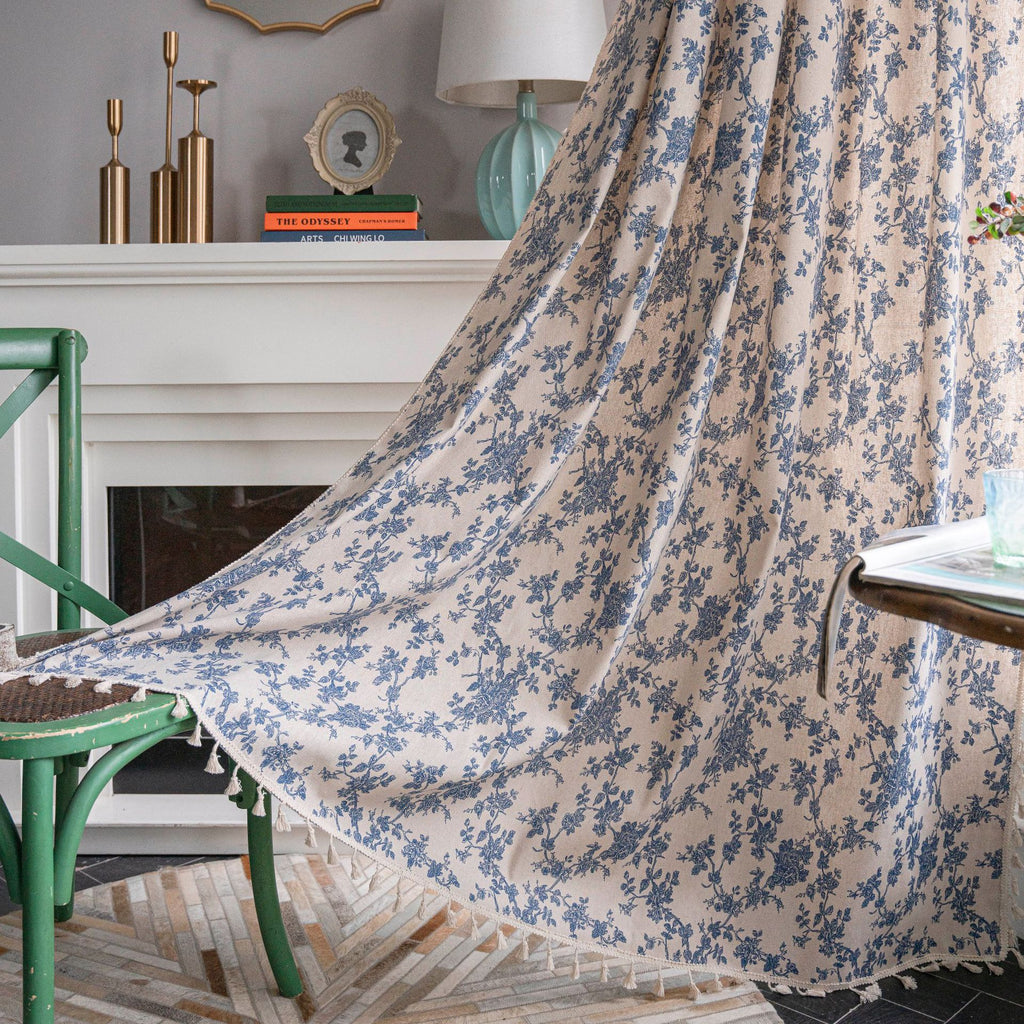 Coton et Linge d'imprimerie Rideau de cuisine Beige Tassel Petite fenêtre Half Shade Bay fenêtre