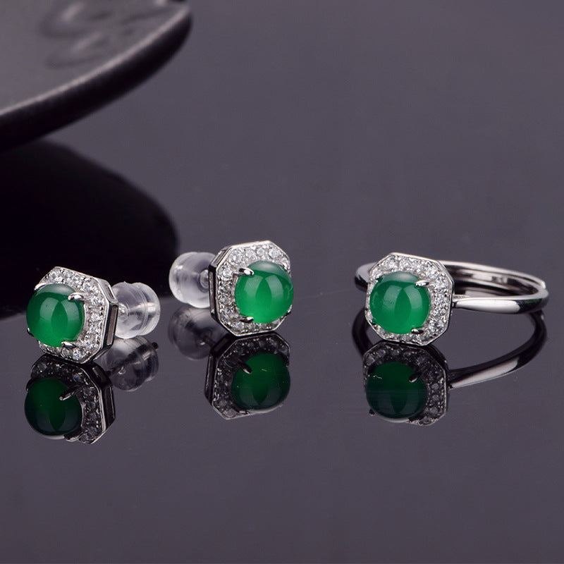 S925 Boucles d'oreilles Sterling Argent Octagon Halo Sterling