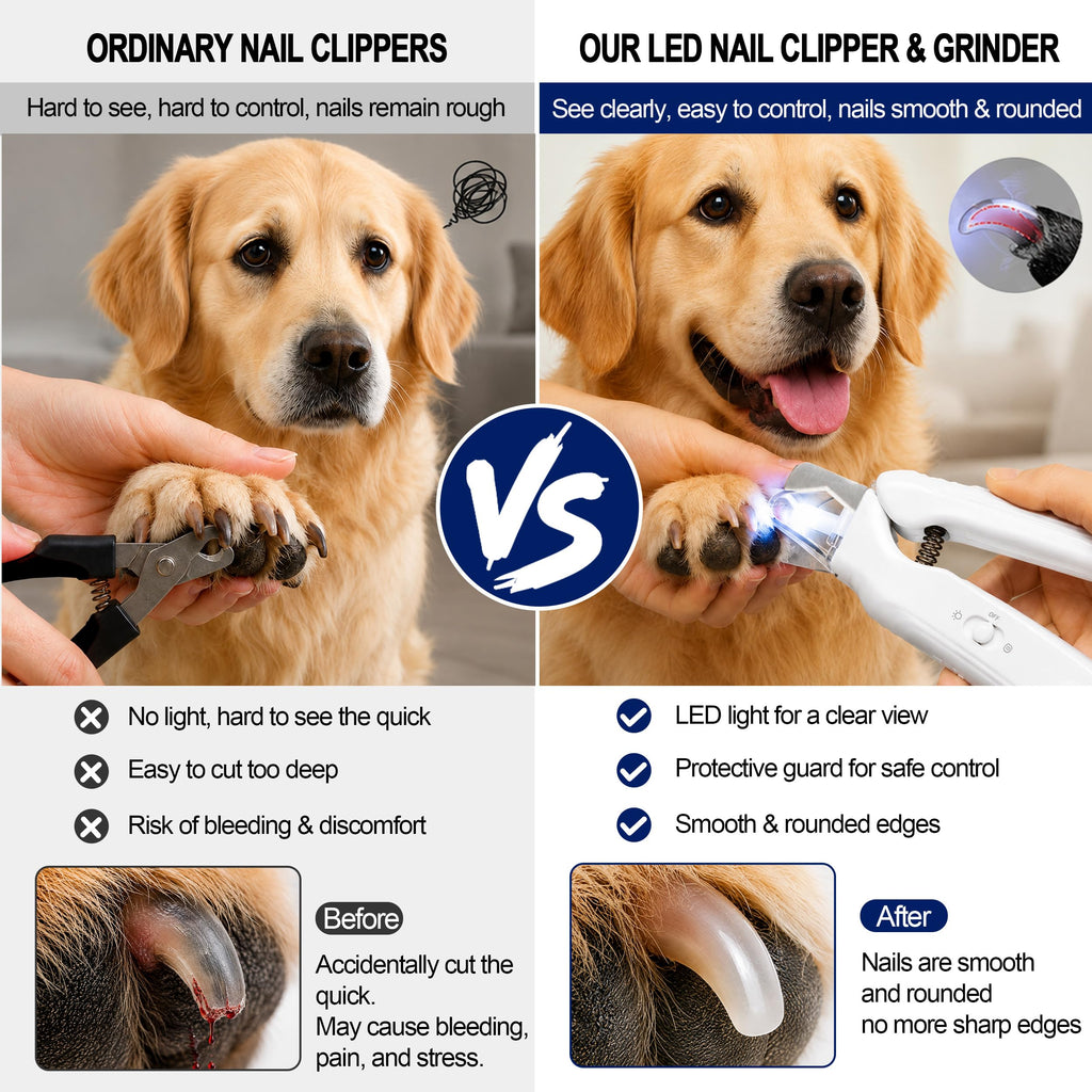 2-en-1 Clippers pour ongles de chien avec lumière - Poignard électrique pour ongles pour petits grands chiens