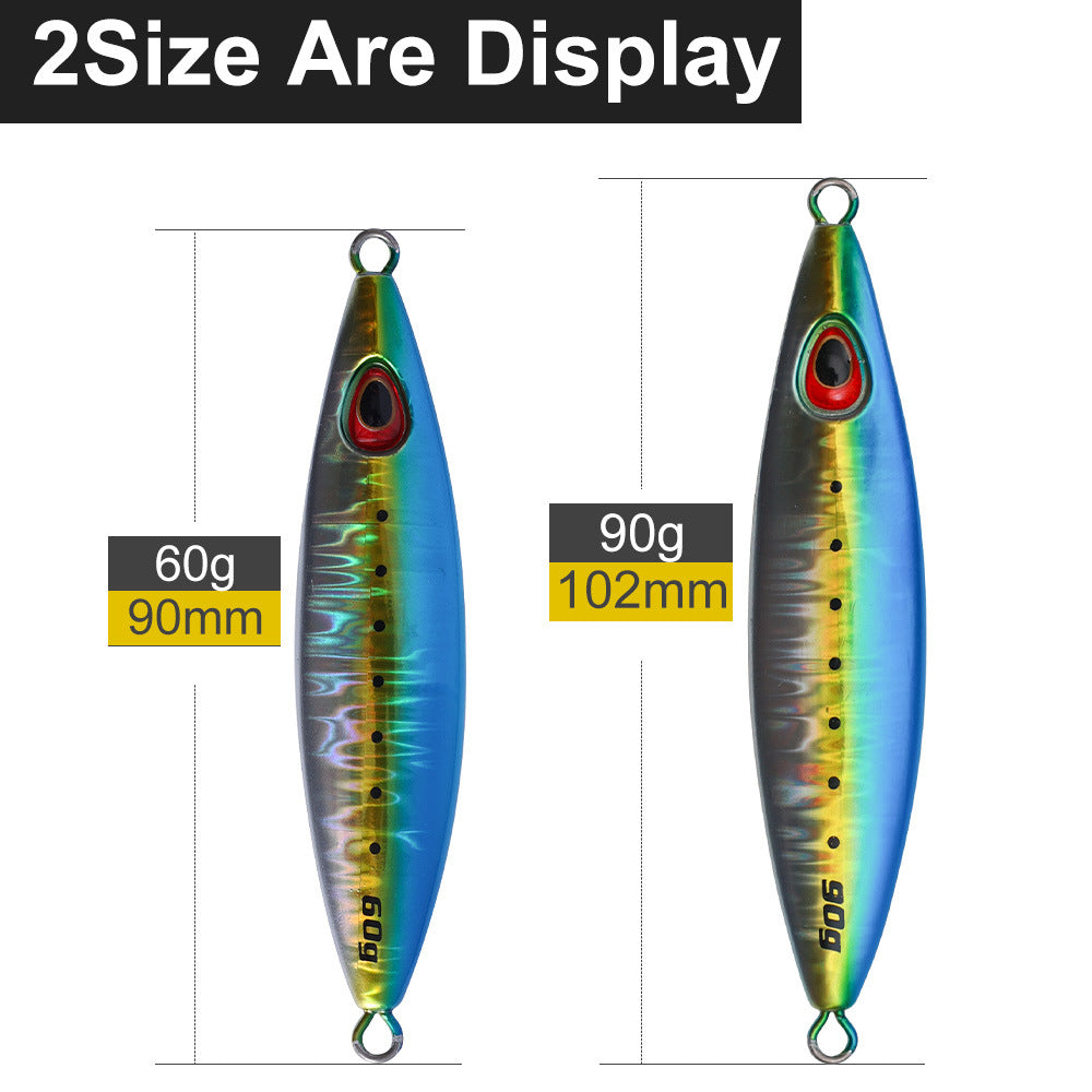 60g 90g UV Lumineux pêche en mer à bascule lente plaque de fer Lure de bateau