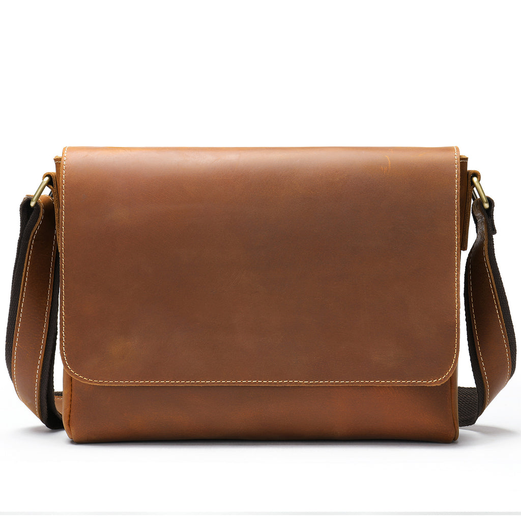 Véritable cuir homme Mode épaule Selle en cuir Crossbody Casual Messenger Bag