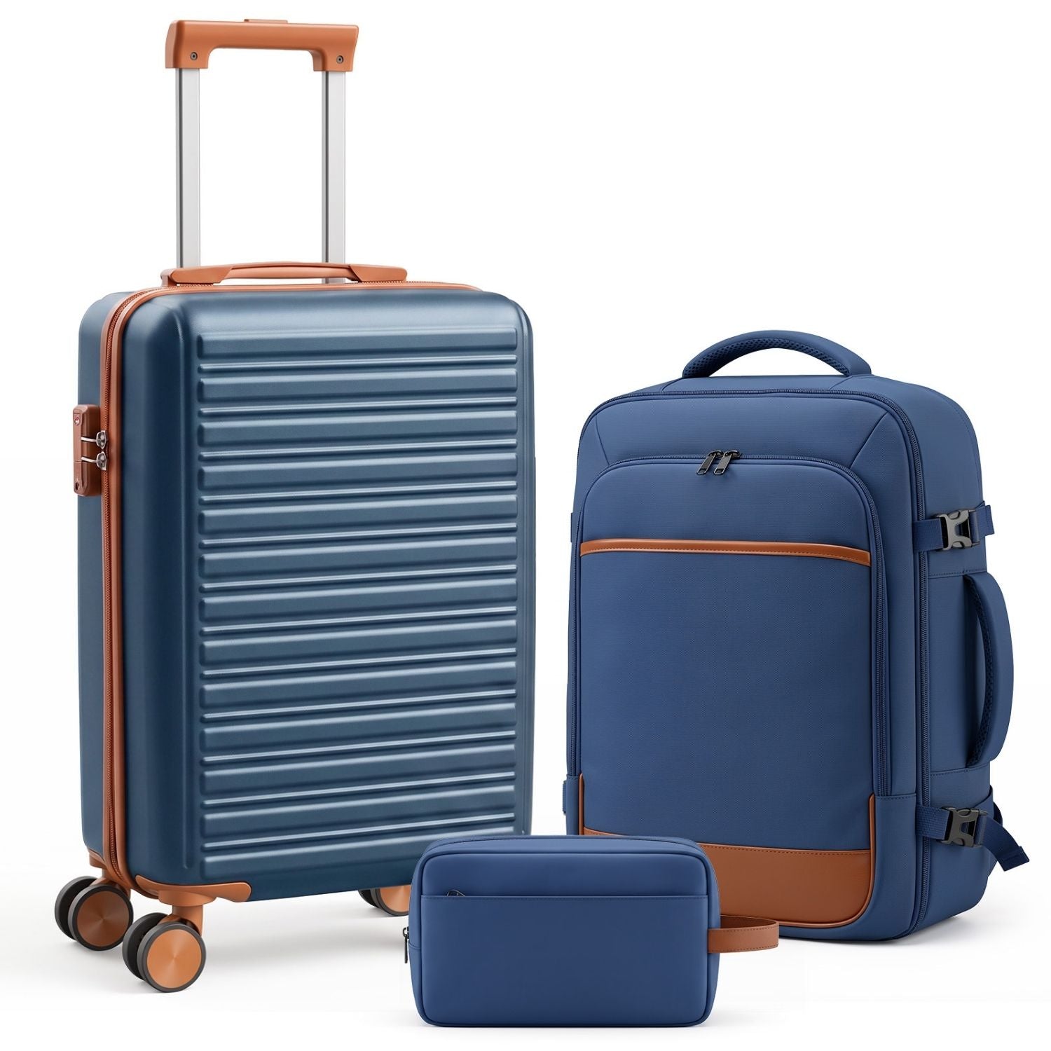 Set de bagages de voyage 3 pièces avec sac à dos