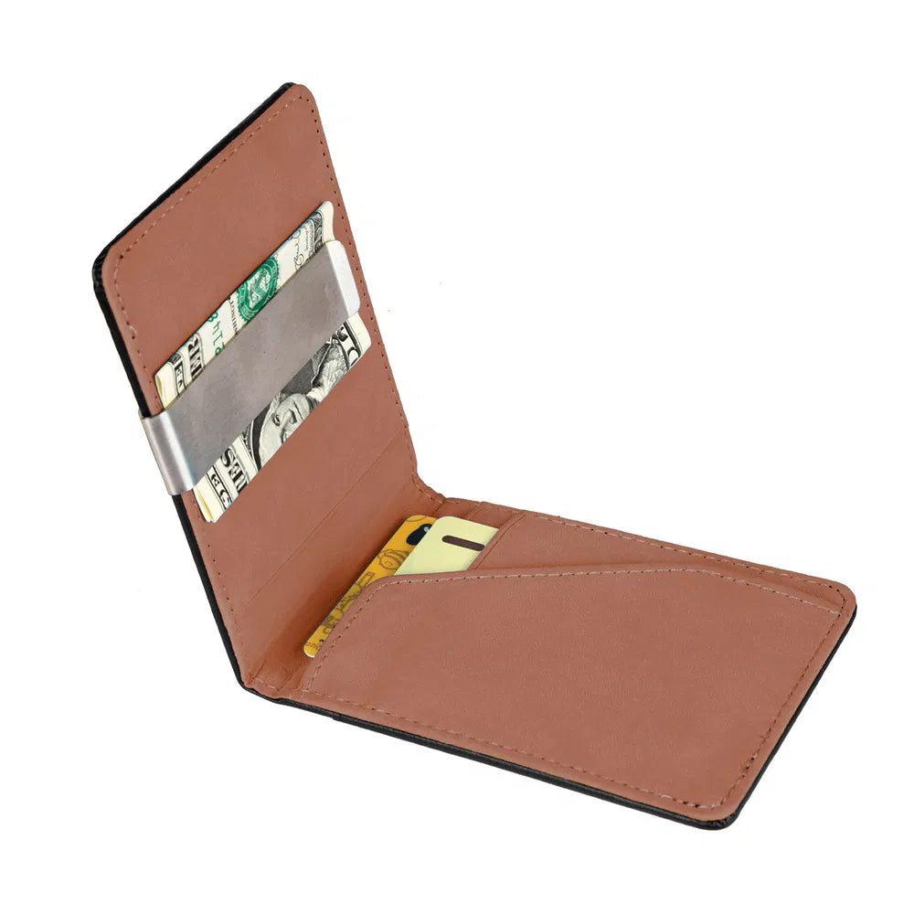 Unisex PU portefeuille en cuir RFID bloquer slim bifold titulaire de carte de crédit avec argent Clip