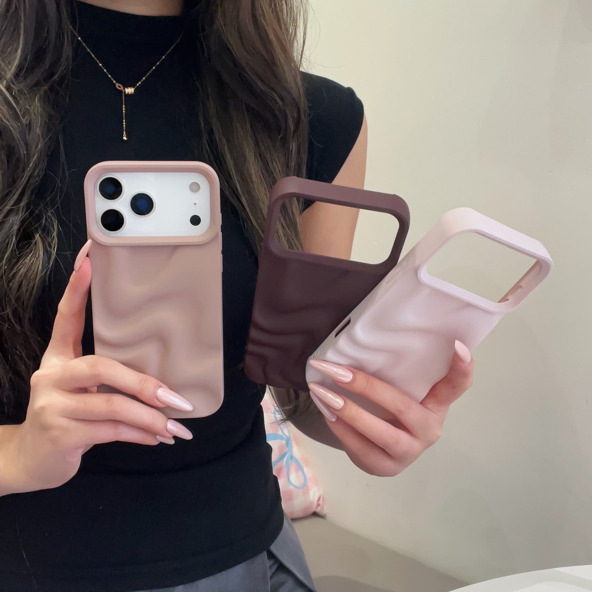 Creative Versatile Solid Couleur Irrégulier Wave Pattern Phone Case