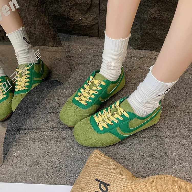 Femmes Contraste panneau Suede Retro Sneakers