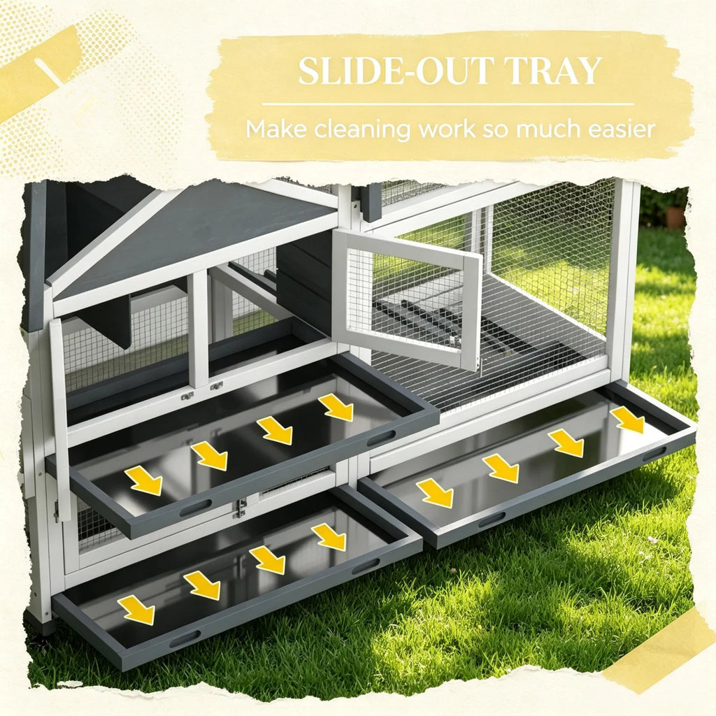 Gris 65" Spacieuse Hutch en bois de lapin: Pet Playpen avec toit ouvert pour un accès facile et St