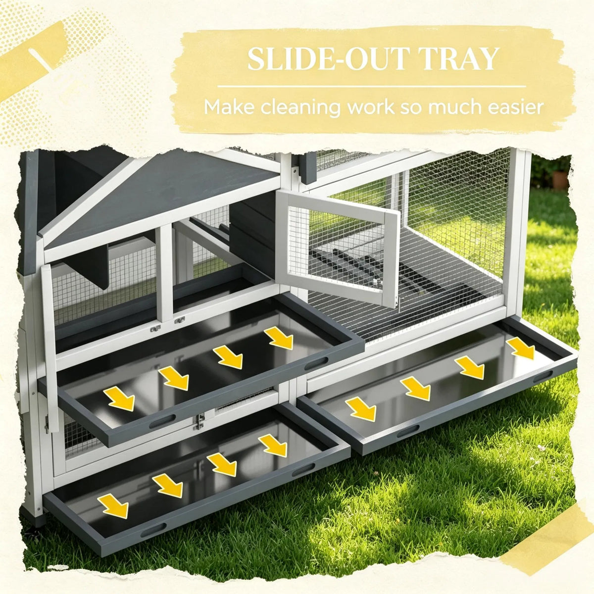 Gris 65" Spacieuse Hutch en bois de lapin: Pet Playpen avec toit ouvert pour un accès facile et St