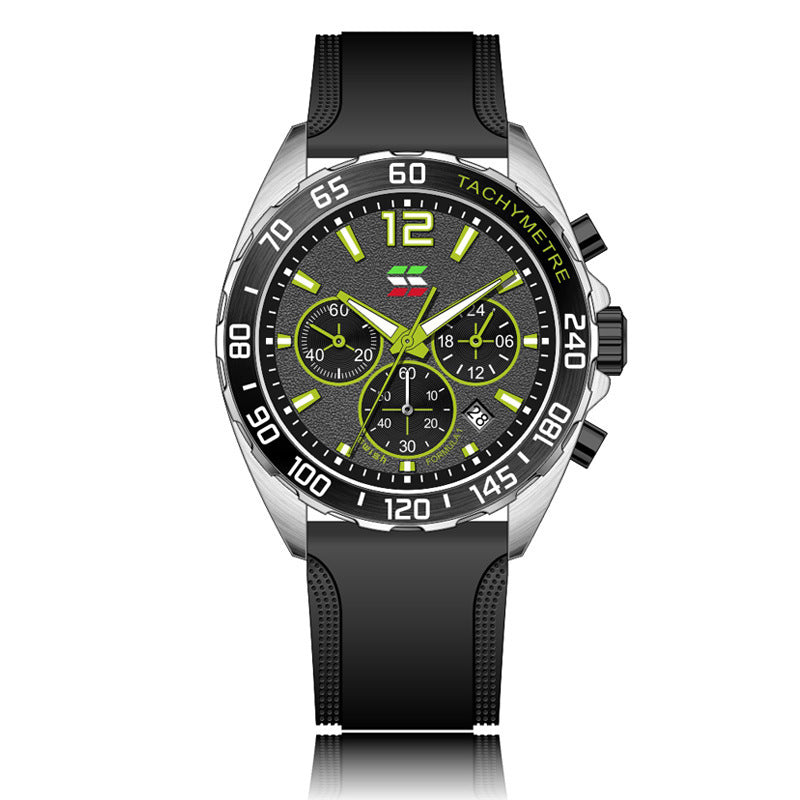 Bracelet en caoutchouc mince Montres Quartz horloge de mode Six-pin Timing Sports Wrist